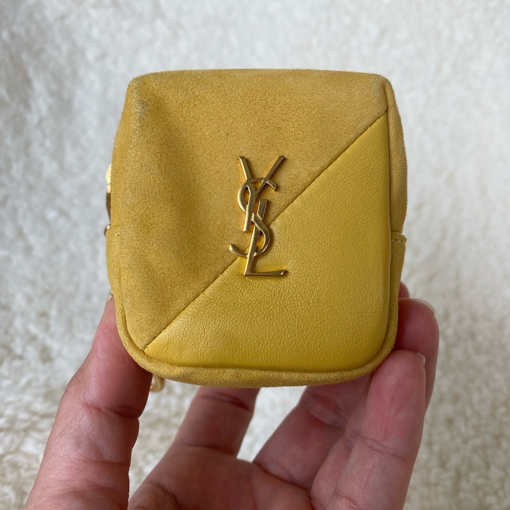 SAINT LAURENT  Suede Lambskin Jaime Cube Charm Keychain